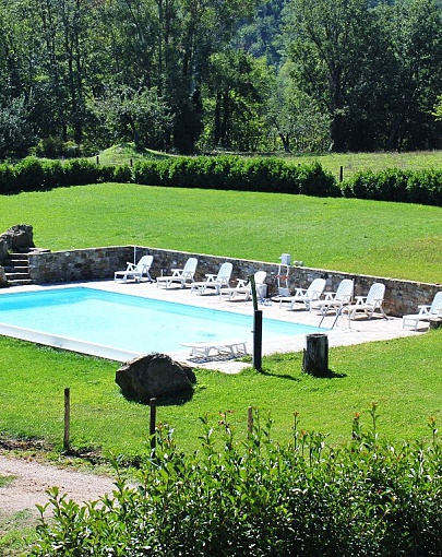 Big swimming pool at a safe distance from the farm